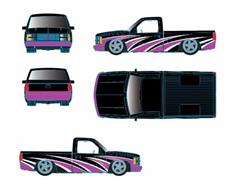 M2MACHINES #31500-HS68 - 1989 GMC Sierra 1500 Custom with Pink White and Black Graphics