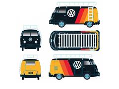 M2MACHINES #31500-HS69 - 1960 VW Delivery Van Black with Stripes