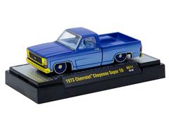 M2MACHINES #31500-HS71-SP - 1973 Chevrolet Cheyenne Super 10 in Electric Blue with Gold Accents