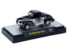 M2MACHINES #32500-S154-A - 1941 Willys Coupe Gasser in Black and White with Race Tattoo Graphics