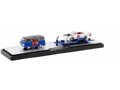 B M Automotive-themed 1964 Dodge A100 Panel Van with a 1969 Dodge Dart Swinger on a dual-axle car hauler in #36000-79-A