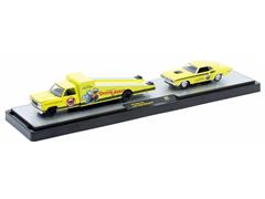 M2MACHINES #36000-88-A - 1974 Dodge Fever Hauler and 1971 Dodge Challenger - A bright yellow hauler loaded with Mopar muscle paying tribute