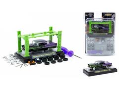 M2MACHINES #37000-77-A - 1955 Chevrolet Bel Air Hardtop Custom in Black with Green Flame Decals and Purple Accents