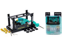 M2MACHINES #37000-84-A-SP - 1941 Willys Coupe Gasser in Blue with Black Flames and Gold Rims and Accents