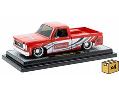 M2MACHINES #40300-135A-CASE - Edelbrock Performance - 1973 Chevrolet Cheyenne 10 in Red and White with Edelbrock Graphics - 4-Pieces in a Non-Returnab