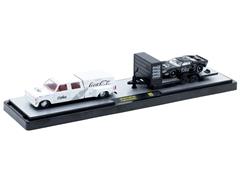 M2MACHINES #56000-S05-C - Coca-Cola - 1987 Ford F-350 Pickup Truck with Car Trailer and 1966 Ford GT40 MK II in Black and White