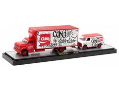 M2MACHINES #56000-TW31-B-SP - Coca-Cola - 1970 Chevrolet C60 Truck and 1971 Chevrolet Van G10 in White and Red with Red Chrome Accents