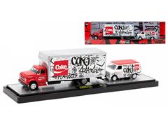 M2MACHINES #56000-TW31-B - Coca-Cola - 1970 Chevrolet C60 Truck in White and Red and 1971 Chevrolet Van G10 in White and Red