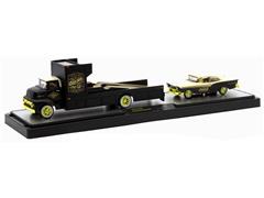 M2MACHINES #56000-TW33-A-SP - Coca-Cola - 1956 Ford COE Pickup Truck and 1957 Ford Fairlane in Black and White wth Gold Rims and Accents