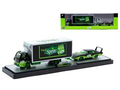 M2MACHINES #56000-TW35-A-SP - Sprite - 1969 Dodge L600 and 1969 Dodge Charger Daytona HEMI with Chrome Green Accents