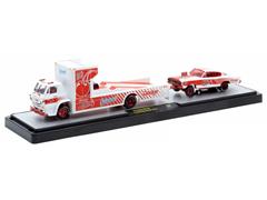 M2MACHINES #56000-TW36-A-SP - Cherry Coke - 1966 Dodge L600 COE and 1966 Dodge Charger Gasser in White and Red with Red Chrome Rims