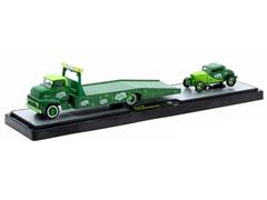 M2MACHINES #56000-TW36-B-SP - Sprite - 1956 Ford COE in Green and 1932 Ford Three Window Coupe in Green with Green Chrome Rims and