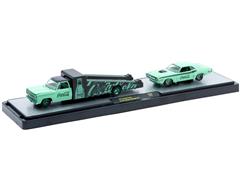 M2MACHINES #56000-TW48-C-SP - Coca-Cola - 1974 Dodge Ramp Truck and 1970 Dodge Challenger R/T in Black and Teal with Teal Chrome Rims and
