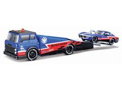 15055-AO - Maisto Diecast Firestone Ramp Truck Hauling a 1969 Chevrolet