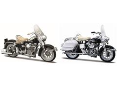MAISTO #37301-C - 1968 Harley-Davidson Electra Glide in Black and 1962 Harley-Davidson Duo-Glide in Black and White - 60s Motorcylce 2-pac