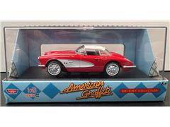 MOTORMAX #73800AG-RW - 1958 Corvette Coupe in Red and White - American Graffiti