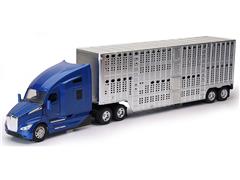 NEW-RAY #12533 - Kenworth T680 Cab in Blue with Livestock Trailer