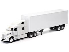 NEW-RAY #12583 - Peterbilt 579 Sleeper Cab in White with Dry Van Trailer