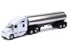 NEW-RAY #12623 - Kenworth T680 Cab in White with Chrome Oil Tanker Trailer