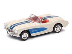 NEW-RAY #48017N-7 - 1957 Chevrolet Corvette in White with Blue Stripes - Classic American Car