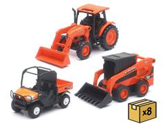 NEW-RAY #AS-33297-CASE - Kubota MINI Vehicle Pull Back 24-Piece Case
