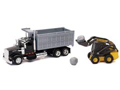 NEW-RAY #SS-16173A - Kenworth W900 Dump Truck with New Holland Skid Steer L228