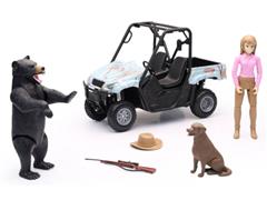 NEW-RAY #SS-76476-A - Teal Camo Hunting Vehicle Playset with Bear and Side-by-Side - Wildlife Hunter