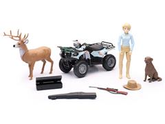 NEW-RAY #SS-76476-B - Teal Camo Hunting Vehicle Playset with Deer and ATV - Wildlife Hunter
