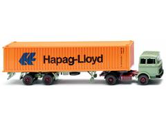 WIKING #052305 - Hapag-Lloyd - 1970-74 Mercedes-Benz in Light Green with Container Trailer